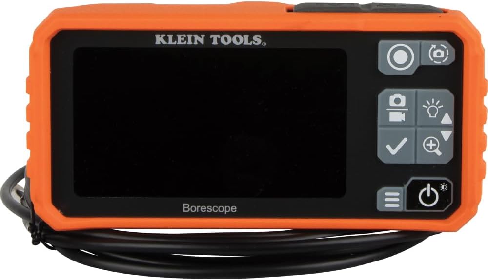 Endoscope utilitaire Klein Tools ET17 doté de flexible résistant à l’eau de 5,5 mm et 3 m, LED, écran LCD 4,3 pouces, accessoires et caméra d'inspection endoscopique