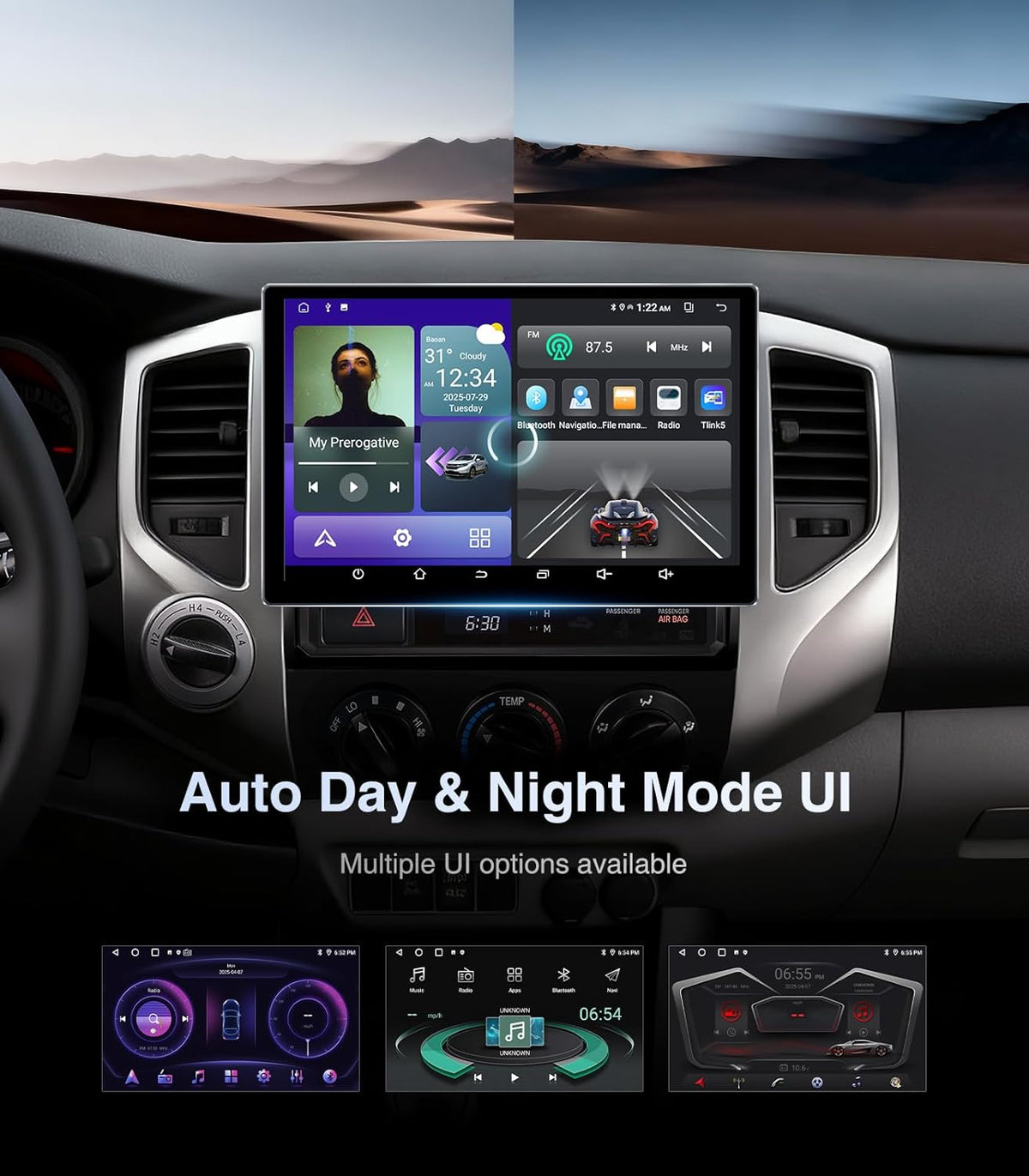 Autoradio 11,5 pouces pour Toyota Tacoma 2005-2015, compatible CarPlay, écran tactile HD 4+64 Go, CarPlay/Android Auto/Android 13/GPS, caméra de recul 1080p – Présentation
