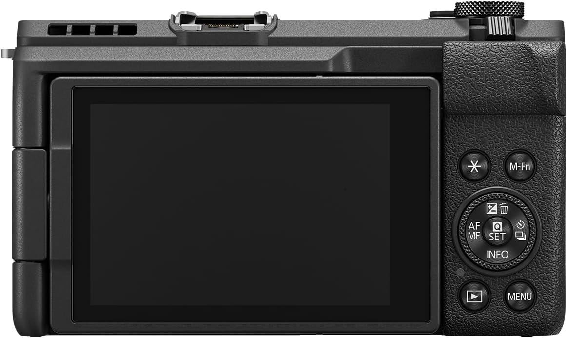 Appareil photo hybride Canon PowerShot V1 : objectif zoom ultra grand-angle intégré, vidéo 4K, vlogging, streaming en direct, création de contenu, design compact.