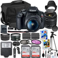 Appareil photo reflex numérique Canon EOS Rebel T7 avec objectif 18-55 mm, batterie Canon supplémentaire, 2 cartes mémoire 64 Go, kit d'accessoires comprenant sac, flash, télécommande, objectifs auxiliaires, logiciel et plus encore – Présentation