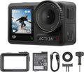 DJI Osmo Action 4 Essential Combo : Caméra d'action étanche 4K/120 ips doté de capteur 1/1,3 pouce, qualité d'image exceptionnelle en basse lumière, rendu des couleurs 10 bits et D-Log M, autonomie de 160 minutes en extérieur.
