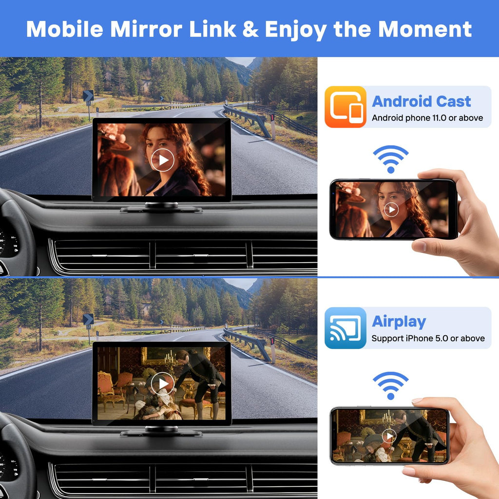 Écran sans fil HAUXIY 9 pour Apple CarPlay doté de caméra embarquée 4K