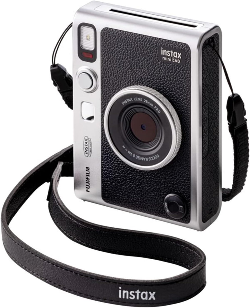 Appareil photo instantané Fujifilm Instax Mini EVO Hybrid - Noir | Pack de 2 films instantanés Instax Mini | Carte microSD 32 Go doté de adaptateur | Étui - Noir pour appareil photo