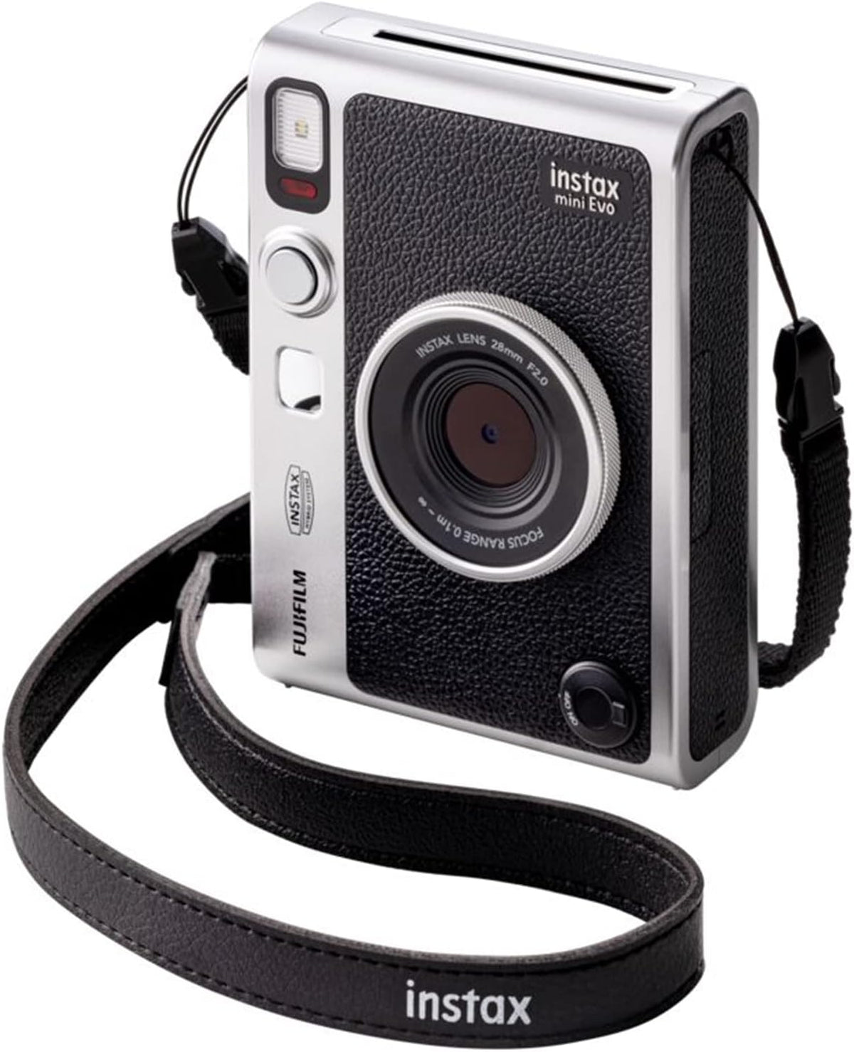 Appareil photo instantané Fujifilm Instax Mini EVO Hybrid - Noir | Pack de 2 films instantanés Instax Mini | Carte microSD 32 Go doté de adaptateur | Étui - Noir pour appareil photo