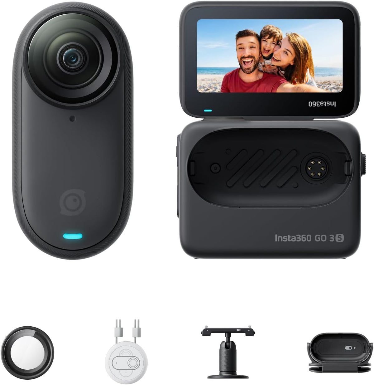 Insta360 GO 3S - 64 Go Noir 4K Mini Caméra Portable pour Vlogging Mains Libres POV Fixation Universelle Autonomie 140 min Étanche jusqu'à 10 m POV pour Animaux – Présentation