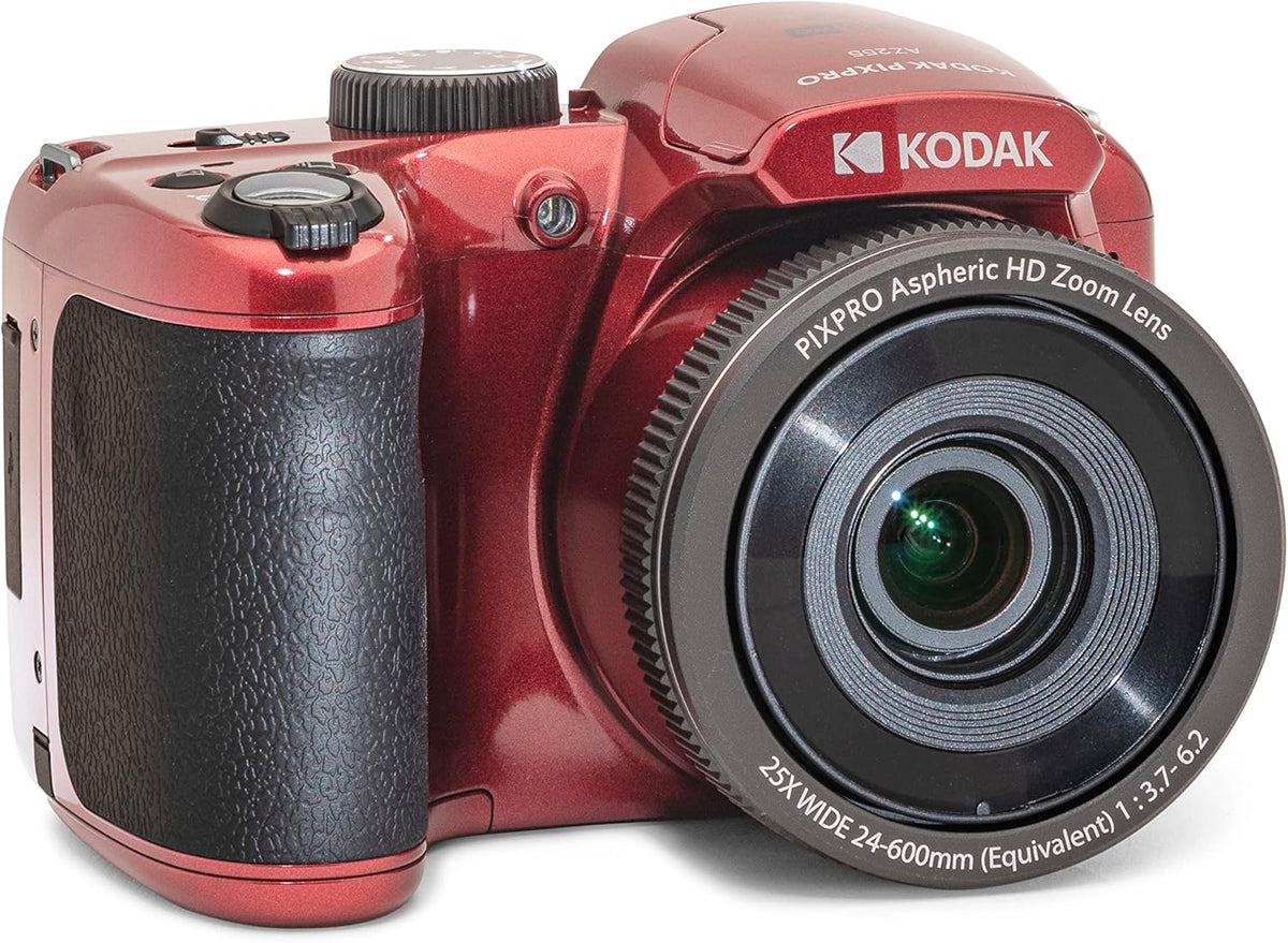 Kodak PIXPRO AZ255-RD Appareil photo digital 16 MP, grossissement optique 25x, objectif grand angle 24 mm, stabilisation vidéo optique, vidéo Full HD 1080p, écran LCD 3 pouces, caméra de vlogging (– Rouge)