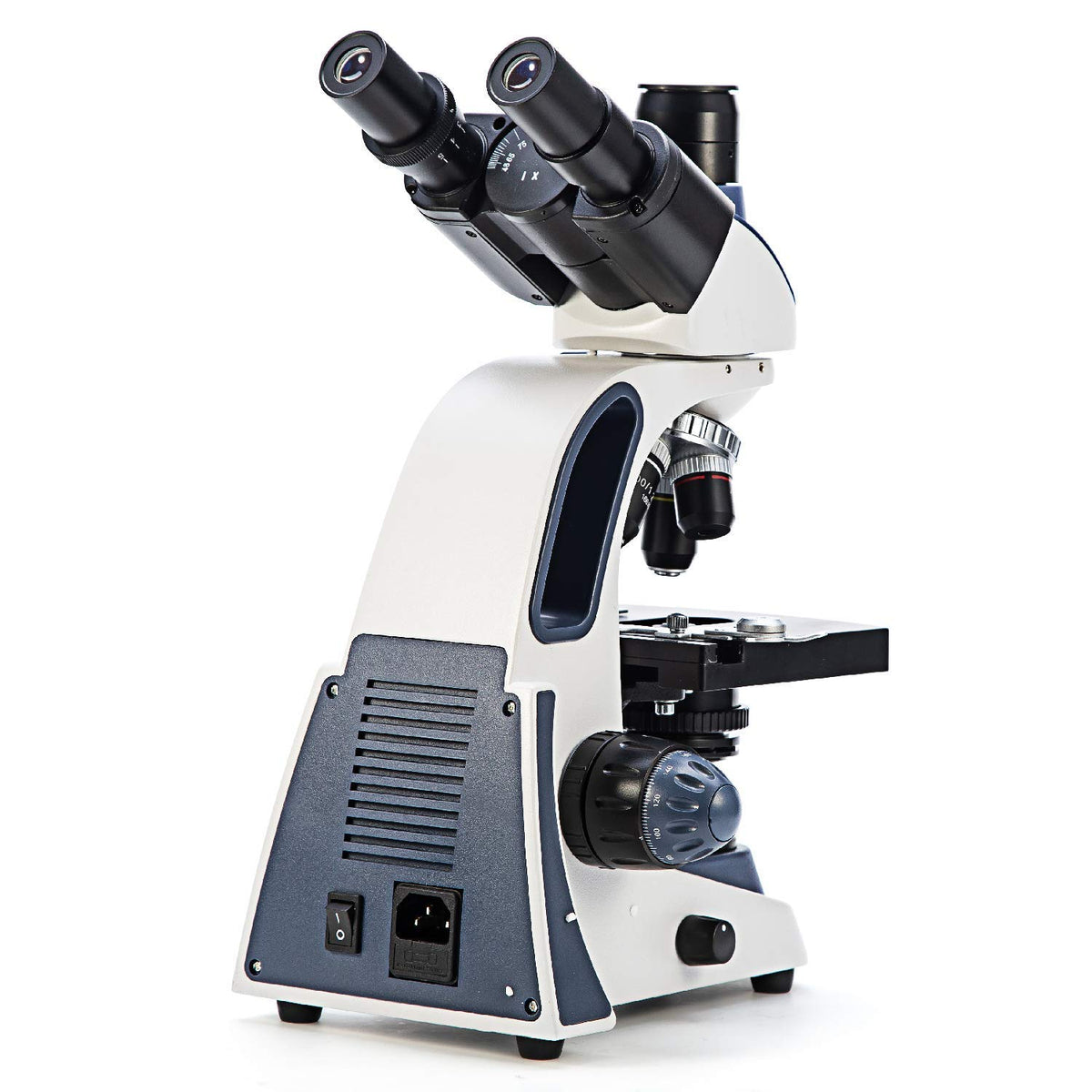 Microscope de laboratoire trinoculaire de laboratoire composé Swift SW380T, grossissement 40X-2500X, tête Siedentopf, qualité recherche, doté de oculaires grand champ 10X/25X, platine mécanique, mise au point ultra-précise