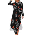 Robe-chemise fantaisie pour femme « J'adore les joueuses de softball », boutonnée, manches longues, fendue, maxi