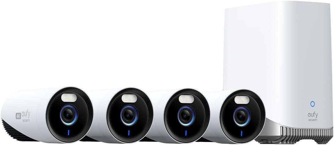 eufy Security eufyCam E330 (Professionnel) - Kit caméra de sécurité extérieure 4K, enregistrement 24h/24 et 7j/7, NVR Wi-Fi, reconnaissance faciale IA, 10 canaux, stockage local (Reconditionné) – Présentation