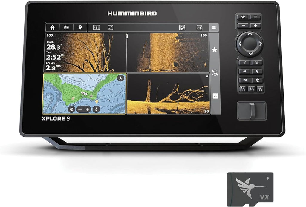 Sondeur de pêche GPS Humminbird XPLORE Series doté de imagerie latérale MEGA+ et affichage tactile HD