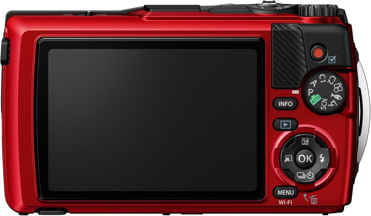 Système OM OLYMPUS Tough TG-7 Caméra sous-marine - Rouge résistant à l’eau et résistante au gel, vidéo 4K haute résolution et lumineuse, zoom macro 44x (Successeur de l'Olympus TG-6)