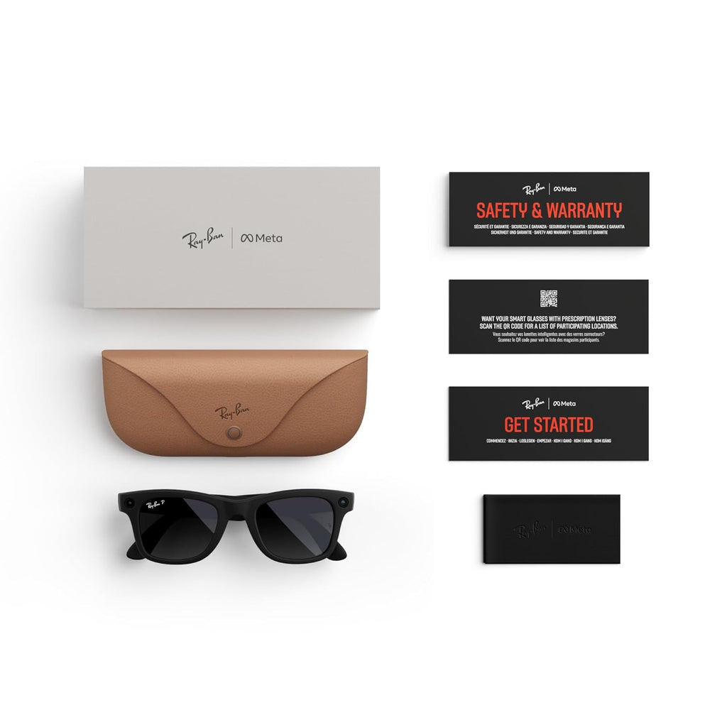 Ray-Ban Meta (1re génération) Wayfarer Noir mat | Lunettes intelligentes IA pour hommes et femmes — Appareil de prise de vue 12 MP, haut-parleurs à oreille ouverte, enregistrement vidéo