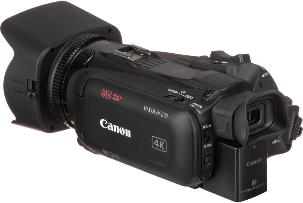 Caméscope Canon VIXIA HF G70 4K – Caméra vidéo UHD doté de grossissement optique 20x, capteur CMOS 1/2,3", double emplacement pour carte SD et sortie HDMI (5734C002) + sacoche + carte de stockage 64 Go