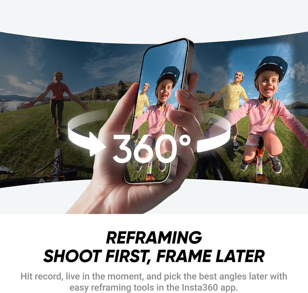 Pack multivue ultime Insta360 X4 Air pour moto - Caméra 360° 8K légère (165 g), perche à selfie invisible, objectifs interchangeables, prise de vue avant cadrage, protection anti-vent intégrée, stabilisation – Présentation