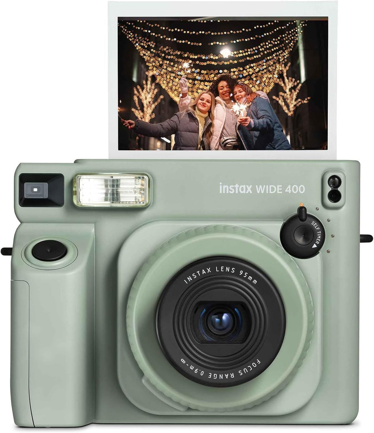 Appareil photo instantané Fujifilm INSTAX Wide 400 - Vert sauge doté de chiffon de nettoyage en microfibre Pixibytes (appareil photo + 2 packs doubles Wide)