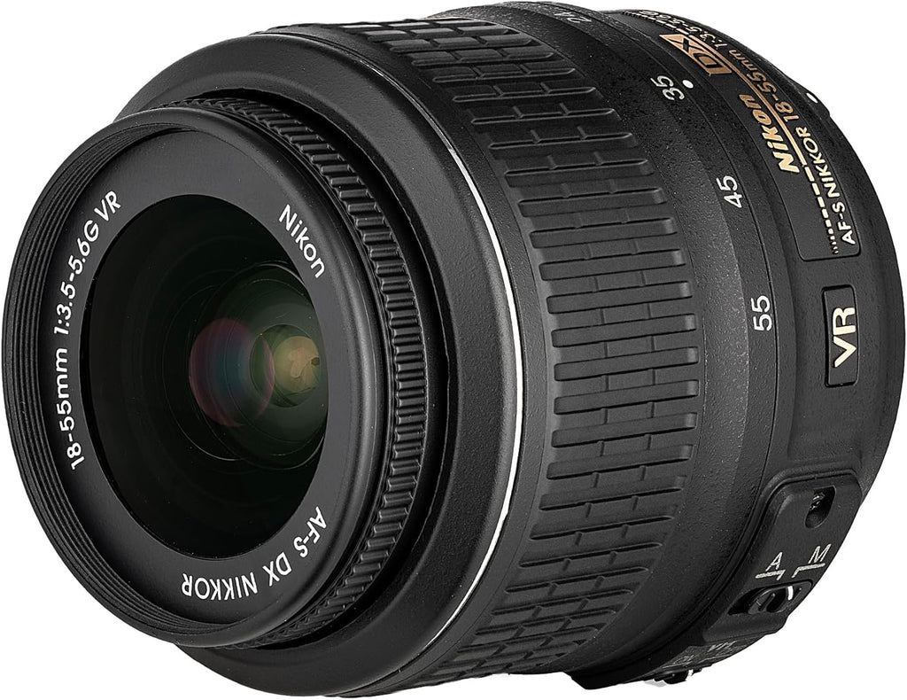 Kit appareil photo reflex numérique Nikon D3200 24,2 Mpx doté de objectif zoom VR 18-55 mm – Enregistrement vidéo Full HD 1080p, système autofocus rapide à 11 points + carte mémoire 128 Go + étui de protection pour carte mémoire + sac photo + acce…