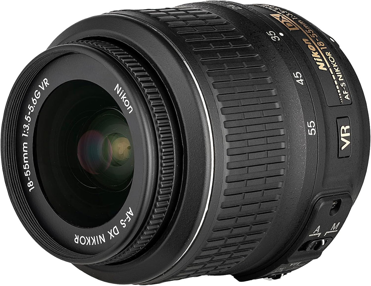 Kit appareil photo reflex numérique Nikon D3200 24,2 Mpx doté de objectif zoom VR 18-55 mm – Enregistrement vidéo Full HD 1080p, système autofocus rapide à 11 points + carte mémoire 128 Go + étui de protection pour carte mémoire + sac photo + acce…