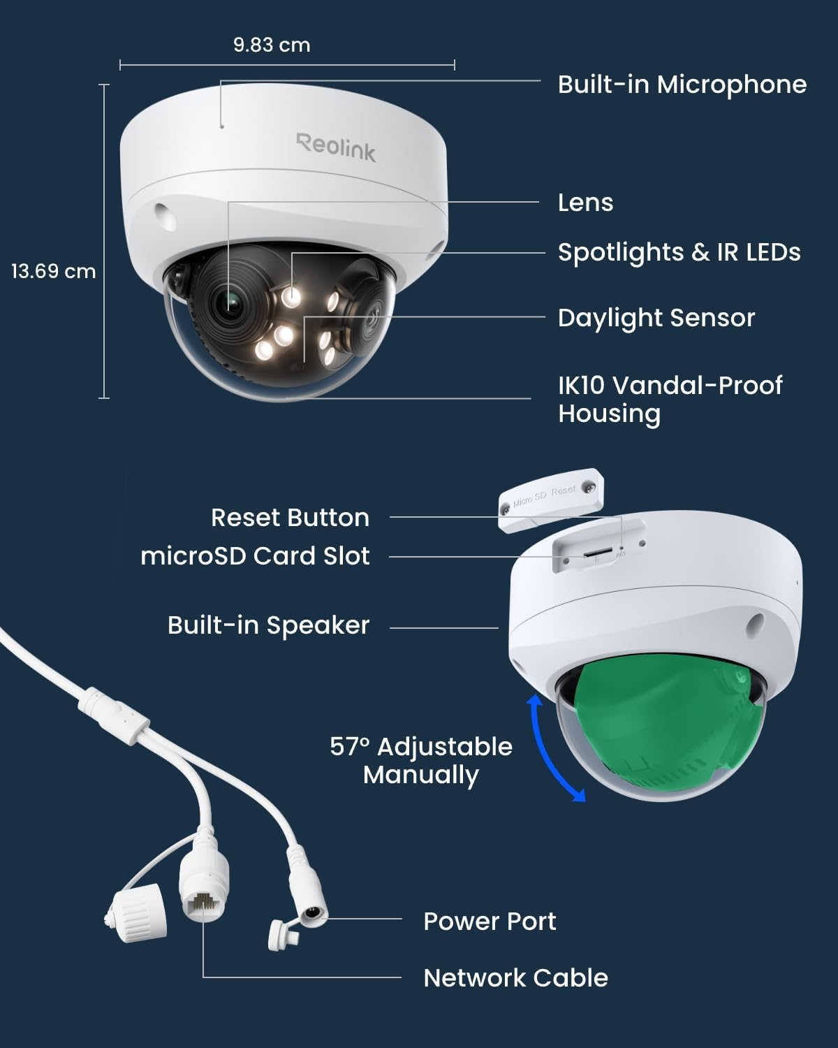 Caméra de sécurité PoE REOLINK Duo 3V PoE 16 MP UHD à double objectif doté de panoramique à 180°, suivi de mouvement, vision nocturne couleur, détection intelligente, communication bidirectionnelle, résistance au vandalisme IK10, étanchéité IP67