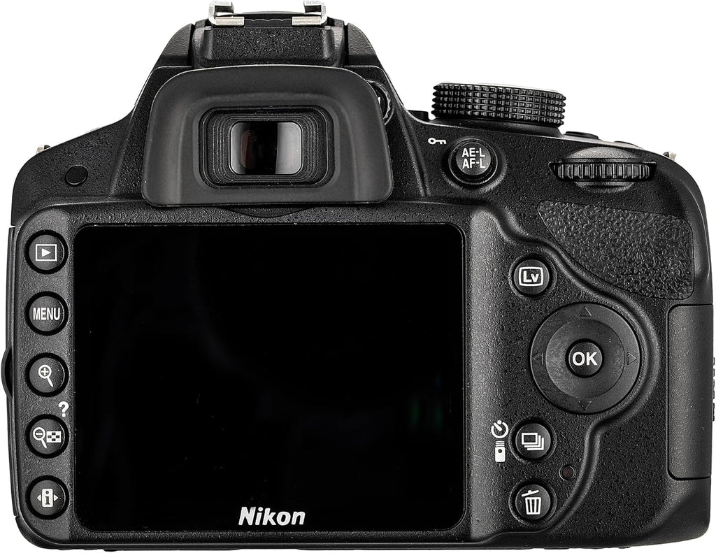Kit appareil photo reflex numérique Nikon D3200 24,2 Mpx doté de objectif zoom VR 18-55 mm – Enregistrement vidéo Full HD 1080p, système autofocus rapide à 11 points + carte mémoire 128 Go + étui de protection pour carte mémoire + sac photo + acce…