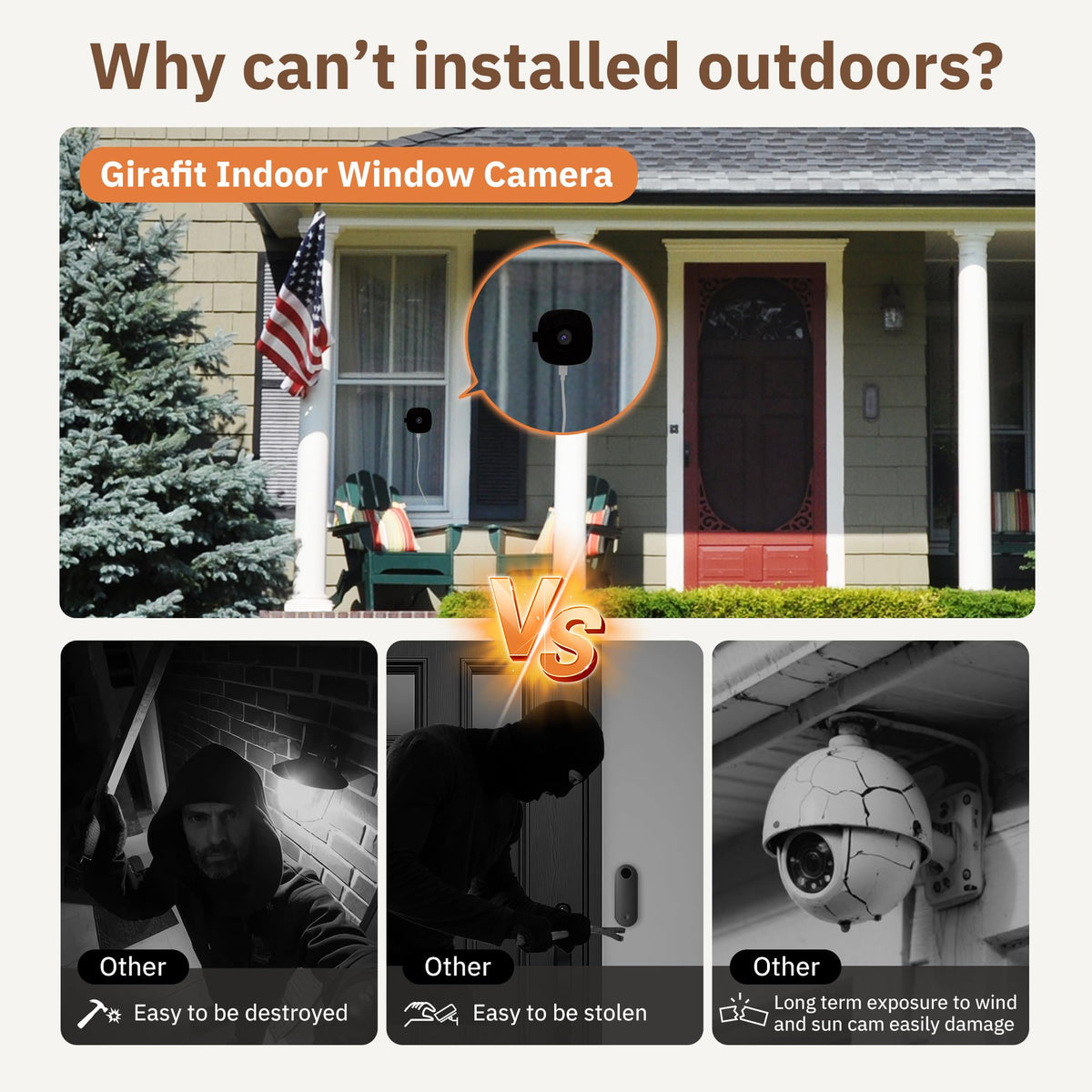 GIRAFIT Caméras de sécurité intérieures WiFi 3MP 2K, lot de 2 – Présentation