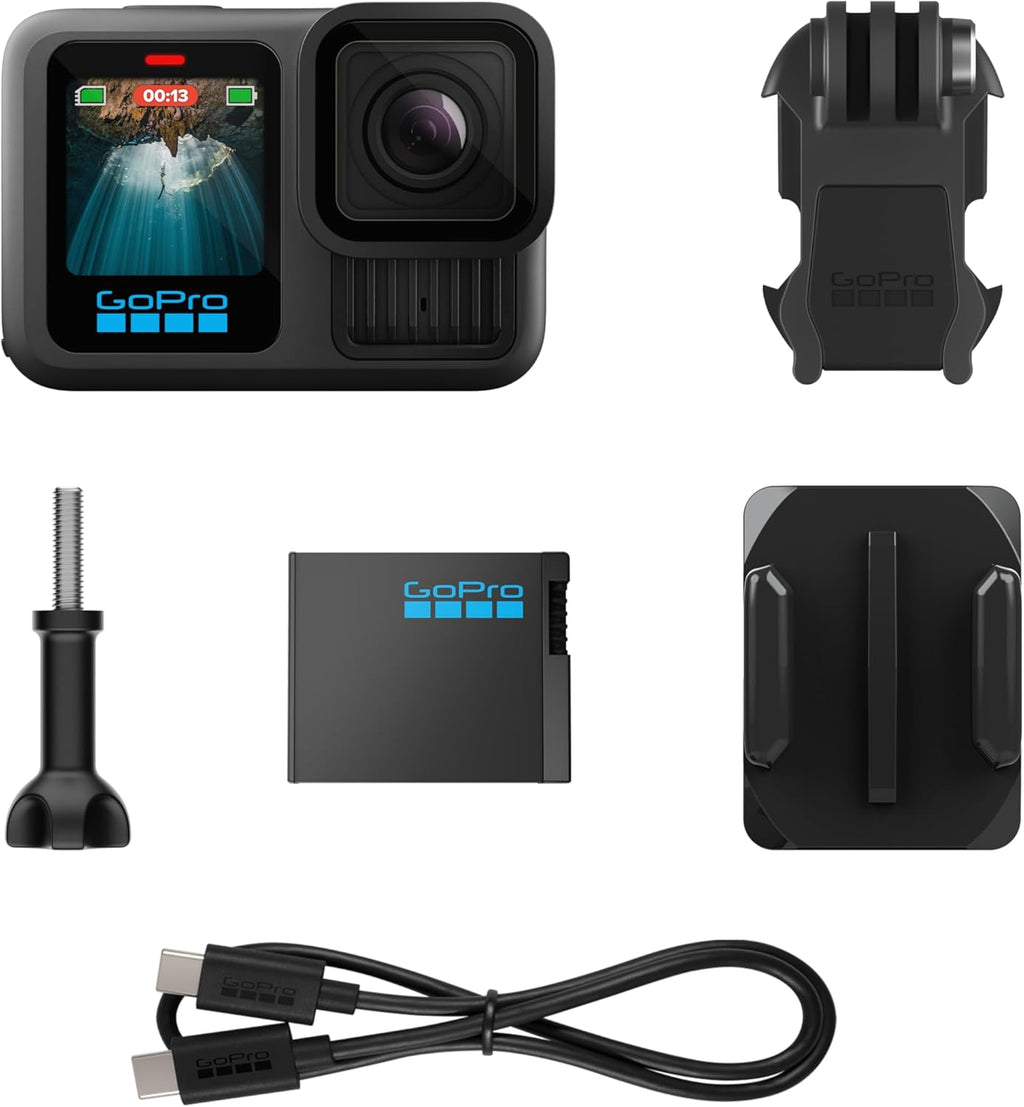 GoPro HERO13 Black - Caméra sportive résistant à l’eau avec vidéo 5,3K60, photo 27 MP + Compatibilité avec les objectifs de la série HB