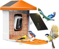 Mangeoire à oiseaux doté de caméra, identification des espèces d'oiseaux par IA, panneau solaire, nichoir intelligent doté de caméra, vue en direct 2K, alertes d'arrivée instantanées (Orange/Mangeoire à oiseaux doté de caméra (Orange))