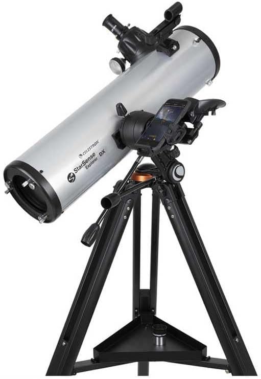 Lunette/télescope Celestron StarSense Explorer DX 130AZ doté de application intégrée – Réflecteur newtonien de 130 mm doté de station d'accueil pour smartphone et application StarSense – Compatible iPhone et Android – Facile à utiliser pour les ut…