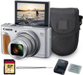 Appareil photo digital Canon PowerShot SX740 HS (argent) – 20,3 Mpx, grossissement optique 40x, vidéo 4K UHD, Wi-Fi et Bluetooth, compact et adapté aux déplacements (2956C001) + étui + carte de stockage 64 Go