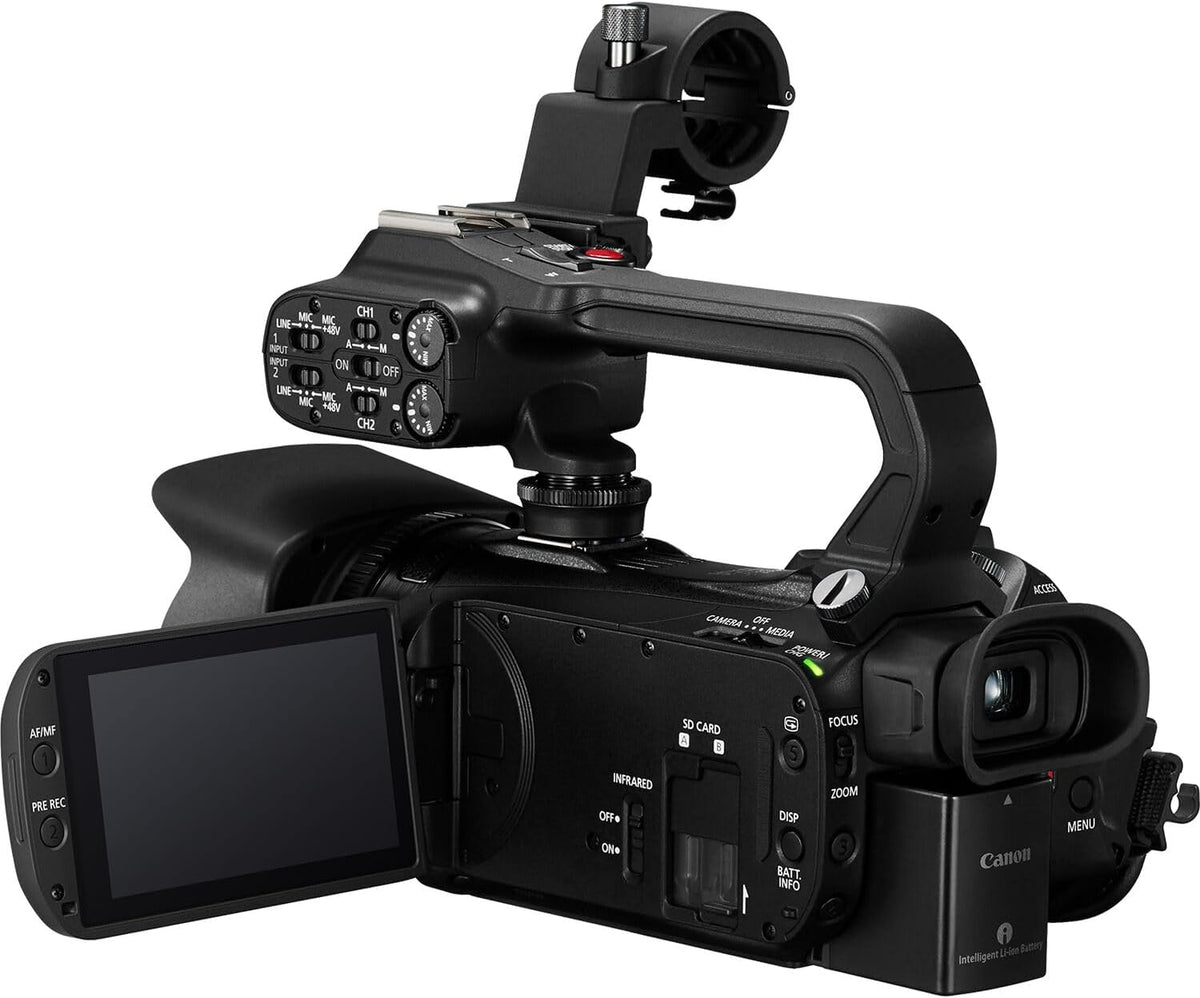 Caméscope professionnel Canon XA65 UHD 4K avec grossissement optique 20x, 3G-SDI, double sortie audio XLR, écran tactile 3,5 pouces, USB-C et sortie optique. Kit streaming en direct avec sac 200ES et plus encore.