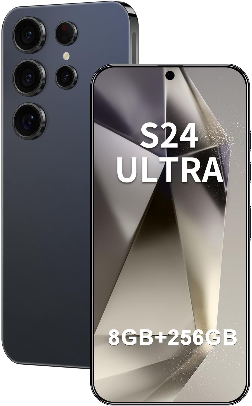 Téléphone portable Android I24 Ultra débloqué, 8 Go + 256 Go, écran HD 7 pouces, double caméra 108 MP + 48 MP, batterie extra large 6800 mAh, 5G, double SIM (Titane Bleu profond) – Présentation