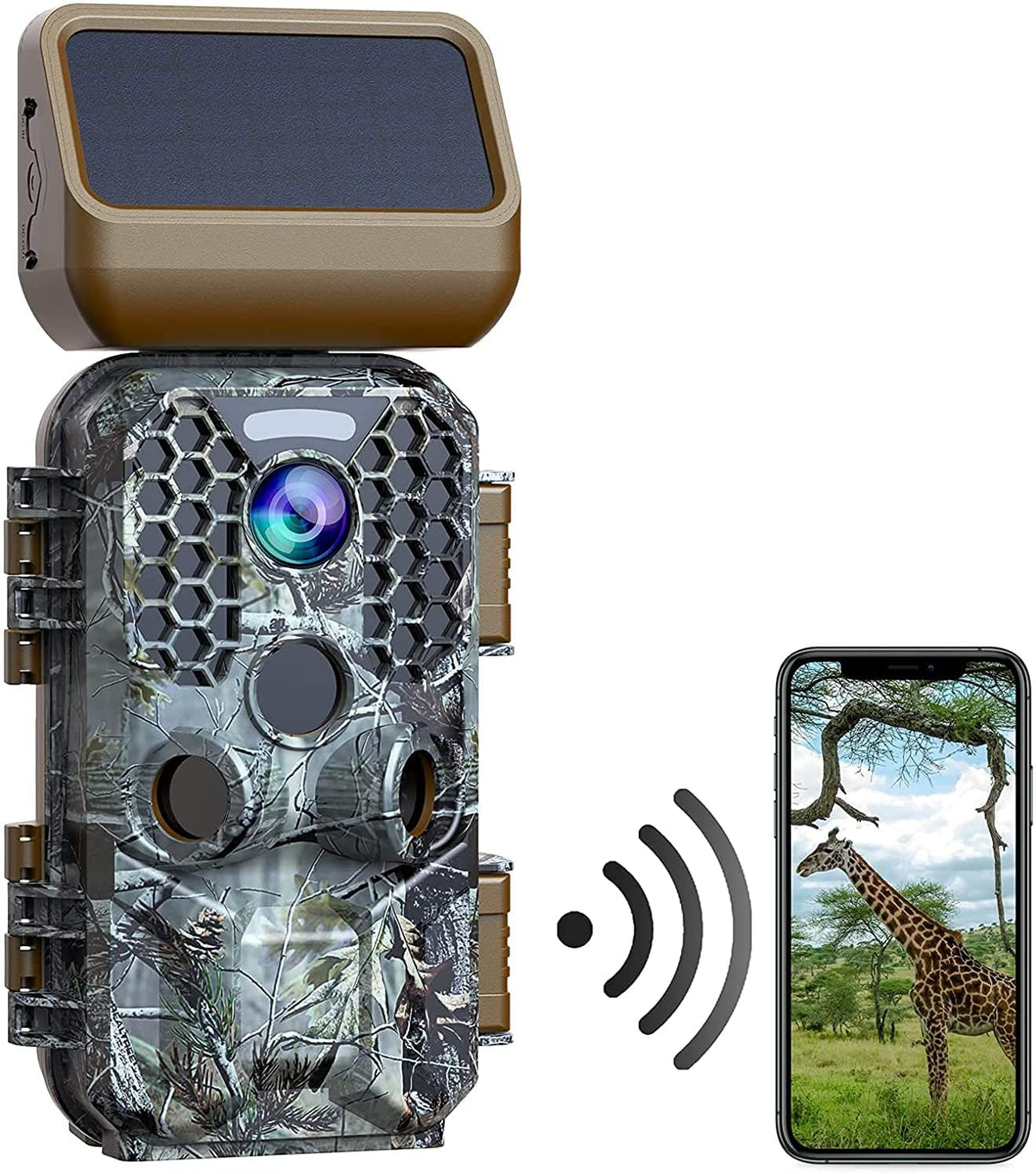 Caméra de chasse T200 4K 30MP à panneau solaire doté de Wi-Fi et Bluetooth