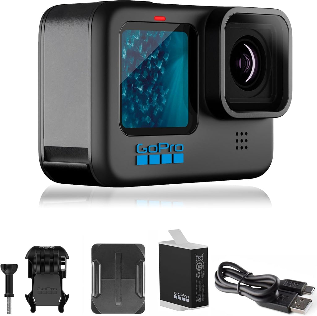 GoPro HERO11 Black – Emballage e-commerce – Caméra sportive résistant à l’eau doté de vidéo Ultra HD 5,3K60, photos 27 MP, capteur d'image 1/1,9", streaming en direct, stabilisation webcam