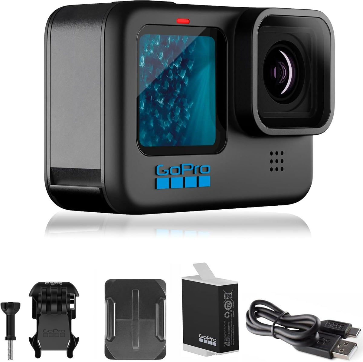 GoPro HERO11 Black – Emballage e-commerce – Caméra sportive résistant à l’eau doté de vidéo Ultra HD 5,3K60, photos 27 MP, capteur d'image 1/1,9", streaming en direct, stabilisation webcam