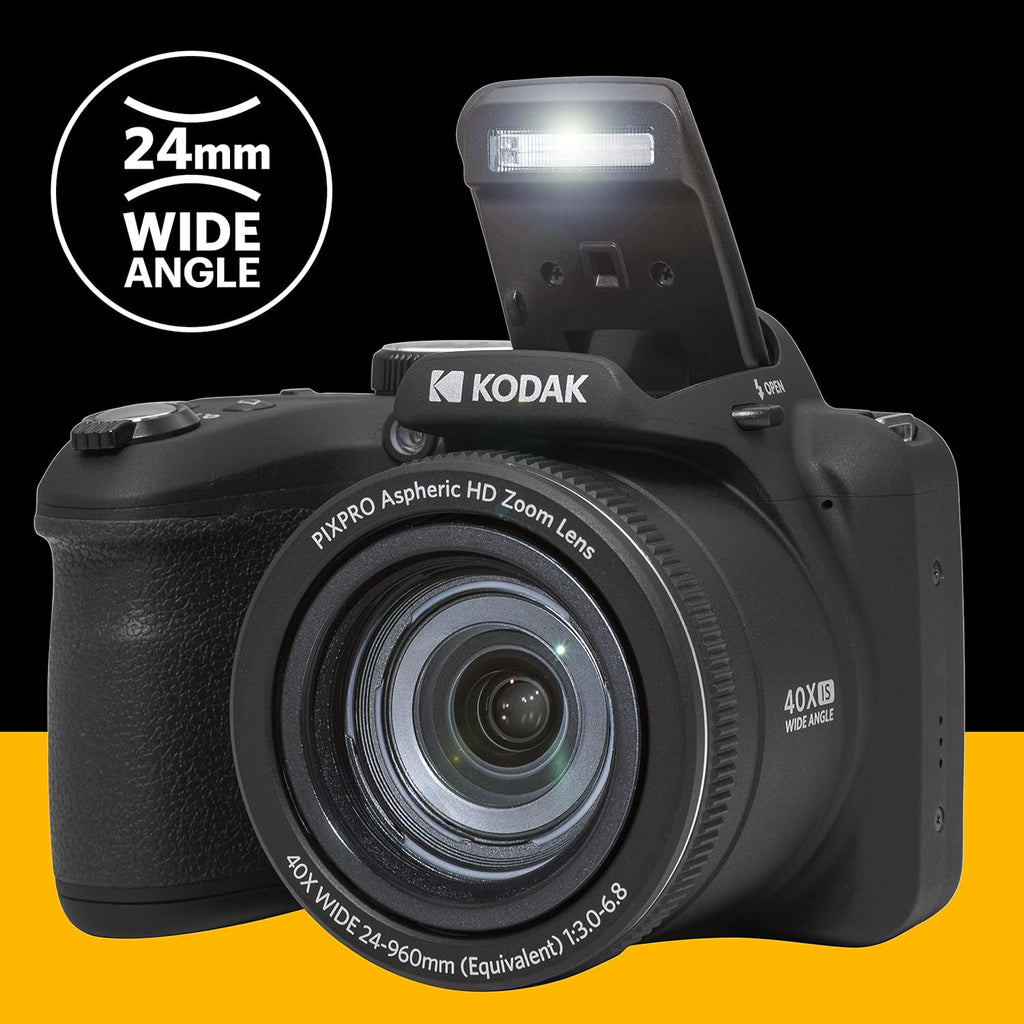Appareil photo digital Kodak PIXPRO AZ405-BK 20 MP, zoom 40x, objectif à large champ 24 mm, stabilisation vidéo, vidéo Full HD 1080p, écran LCD 3 pouces, - Noir