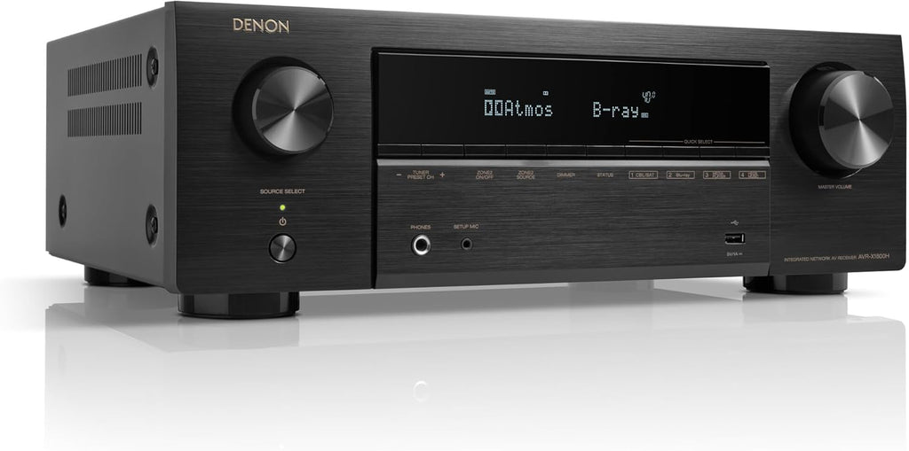 Amplificateur stéréo AV 7.2 canaux Denon AVR-X1800H - 80 W/canal, diffusion sans fil via HEOS WiFi et Bluetooth intégrés, compatible Dolby Vision, HDR10+, HDR dynamique et systèmes domotiques – Présentation