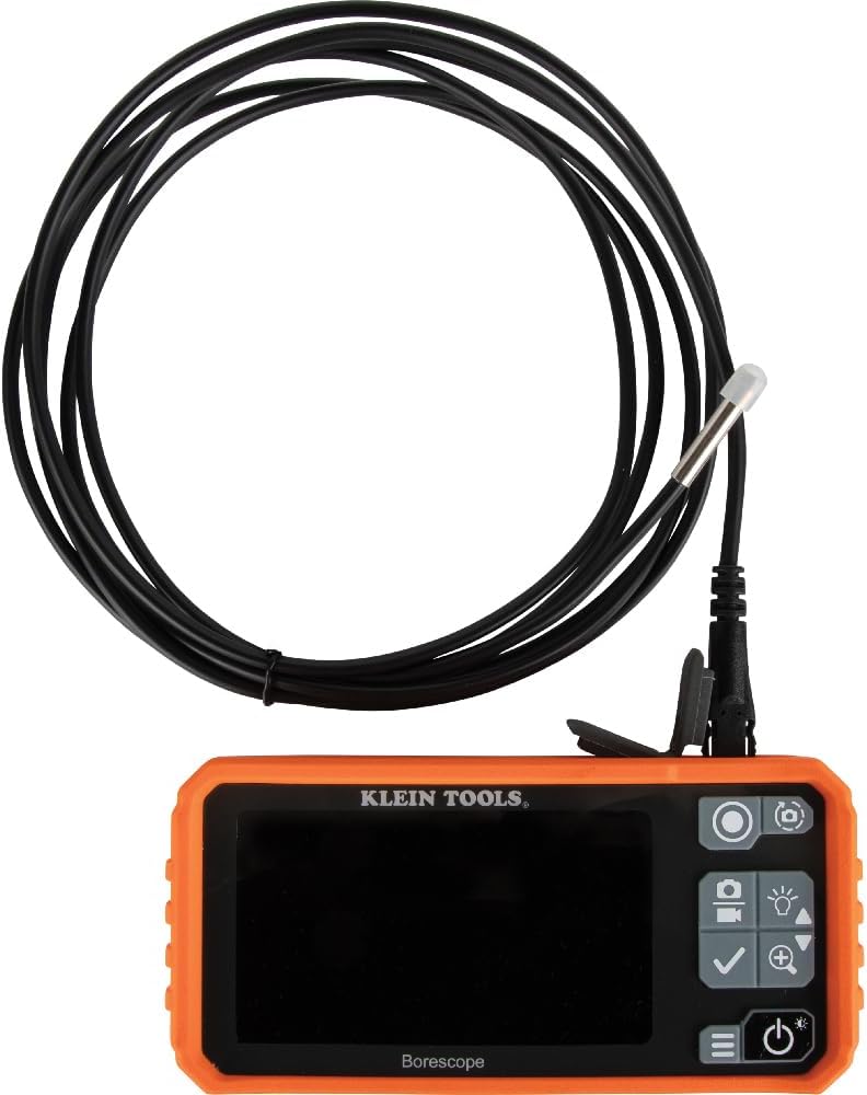 Endoscope utilitaire Klein Tools ET17 doté de flexible résistant à l’eau de 5,5 mm et 3 m, LED, écran LCD 4,3 pouces, accessoires et caméra d'inspection endoscopique