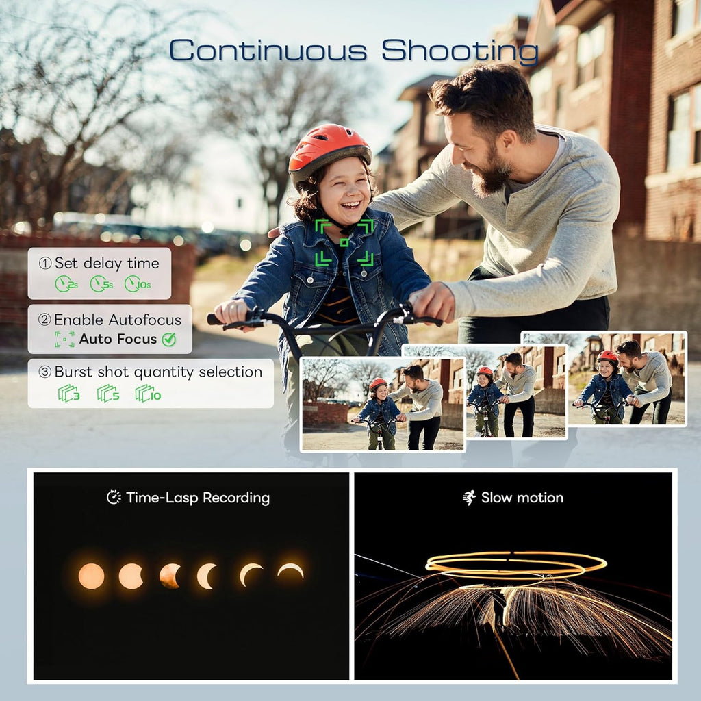 Appareil photo digital avec Wi-Fi et application de contrôle, véritable caméra de vlogging 4K et 48 MP pour YouTube, compacte, zoom 16x, autofocus, stabilisation vidéo, adapté à les débutants, objectifs macro et grand angle
