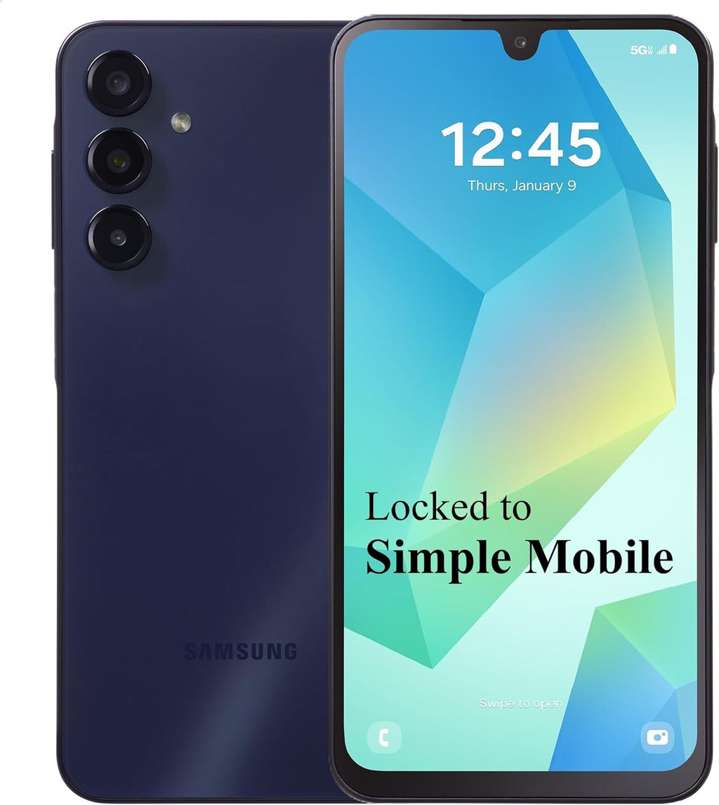 Simple Mobile, Samsung Galaxy A16 5G, 128 Go, Smartphone prépayé, Noir, Appareil photo 50 MP, Verrouillé – Présentation