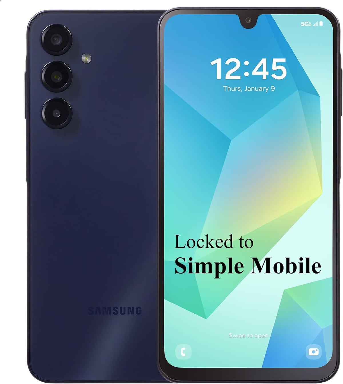 Simple Mobile, Samsung Galaxy A16 5G, 128 Go, Smartphone prépayé, Noir, Appareil photo 50 MP, Verrouillé – Présentation