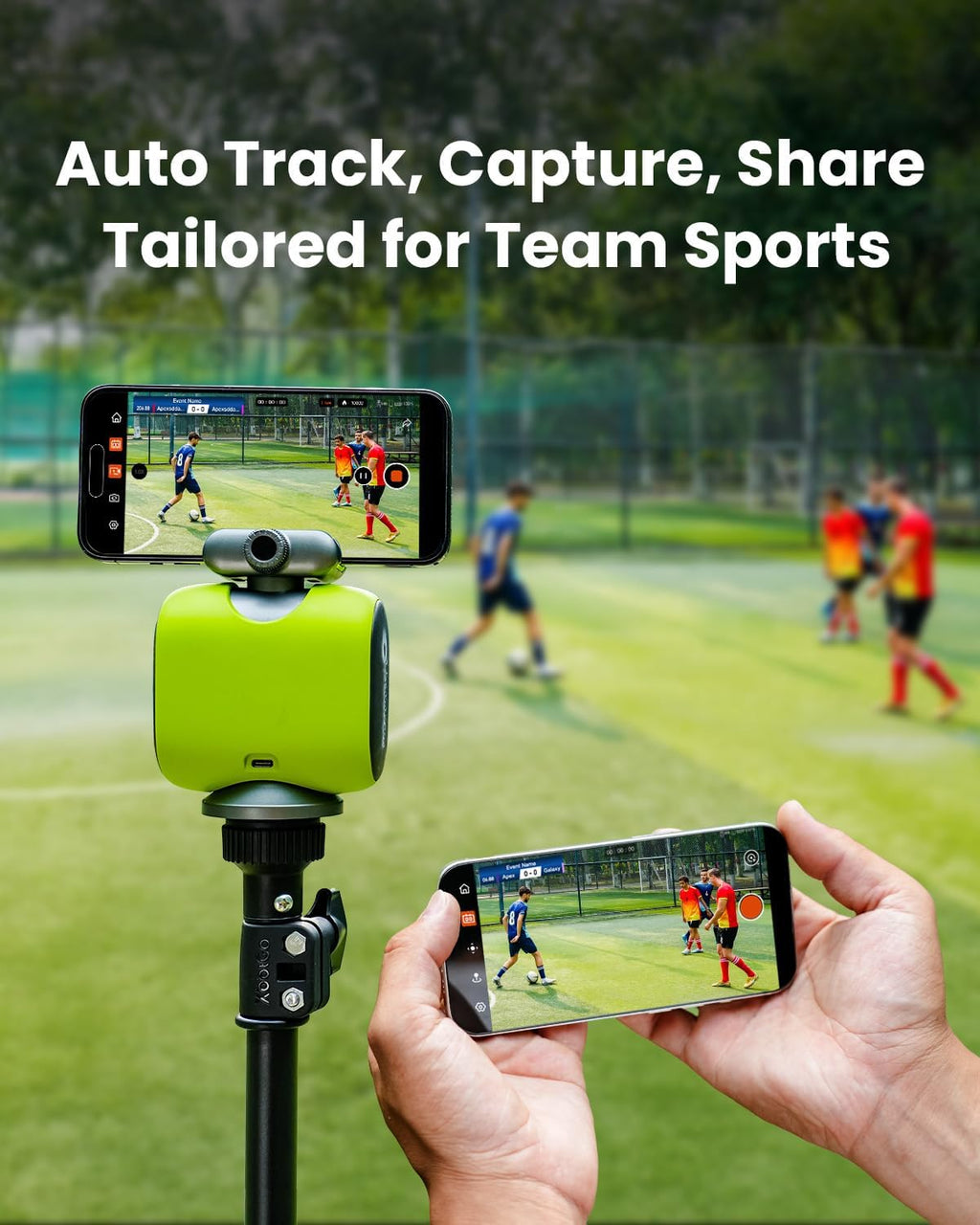 Caméra sportive sportive automatique XbotGo Chameleon AI - Caméra de suivi 4K 60 FPS pour le football et le basketball, adaptée à la streaming en direct des sports d'équipe. Sans abonnement. Compatible iOS et Android (Lava Graphite).