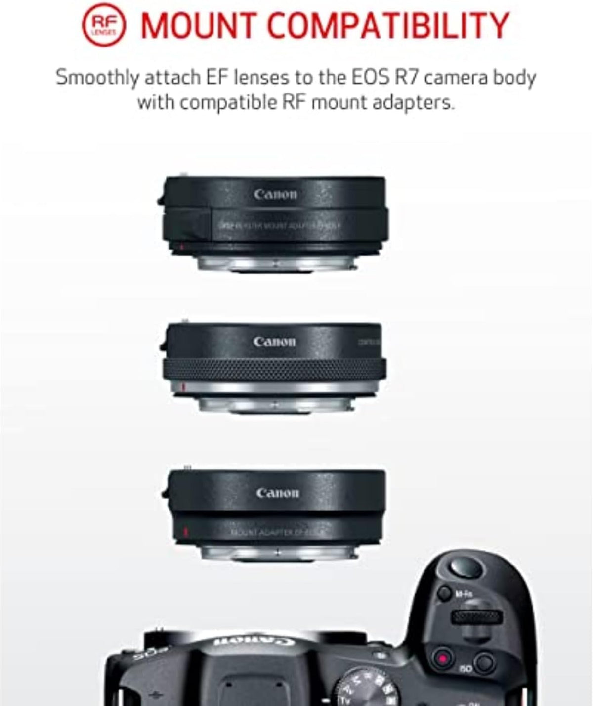 Appareil photo hybride Canon EOS R7 (boîtier nu) - Capteur CMOS APS-C 32,5 mégapixels - Vidéo 4K - Idéal pour les créateurs de contenu sportif et de vlogging - Noir – Présentation