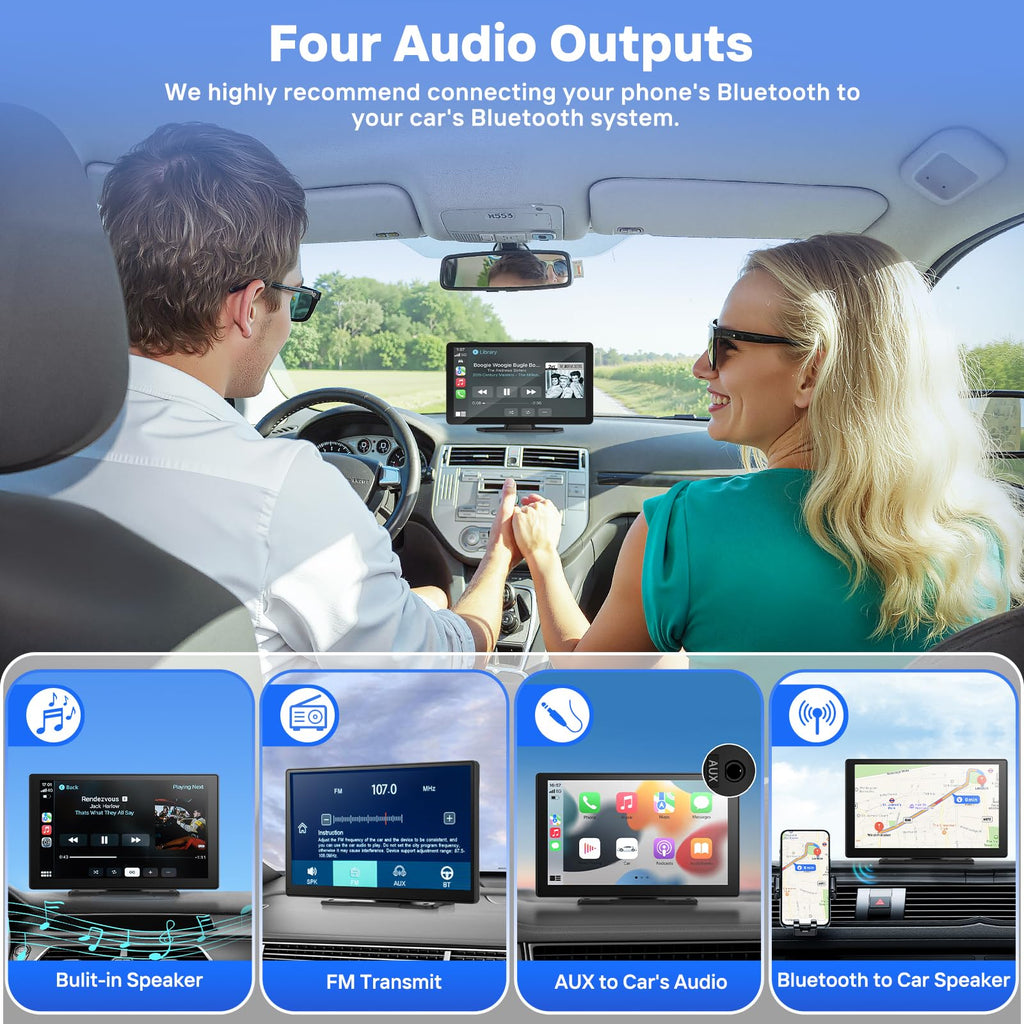 Écran sans fil HAUXIY 9 pour Apple CarPlay doté de caméra embarquée 4K