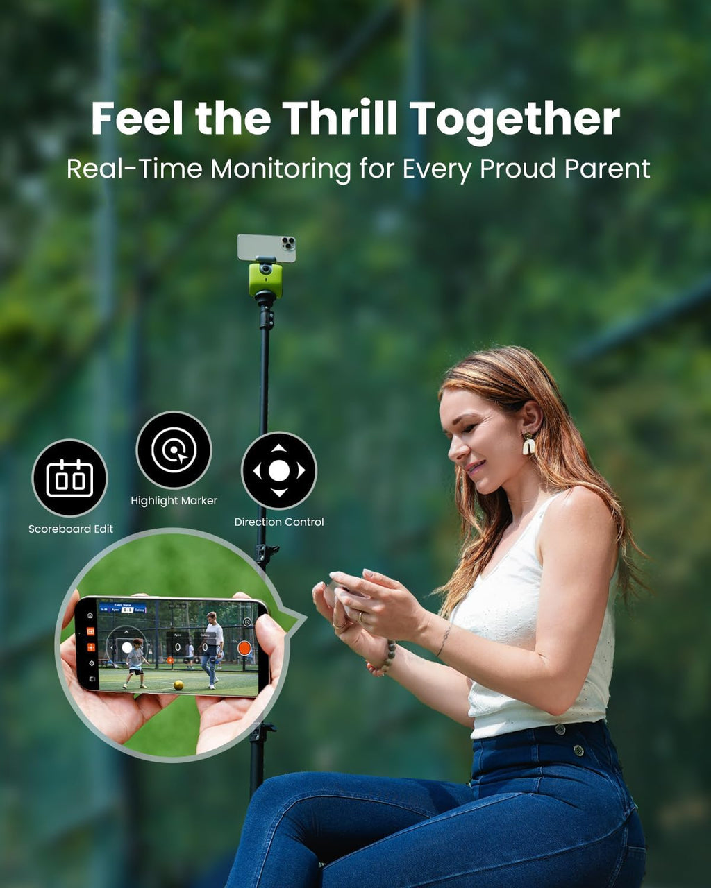 Caméra sportive sportive automatique XbotGo Chameleon AI - Caméra de suivi 4K 60 FPS pour le football et le basketball, adaptée à la streaming en direct des sports d'équipe. Sans abonnement. Compatible iOS et Android (Lava Graphite).
