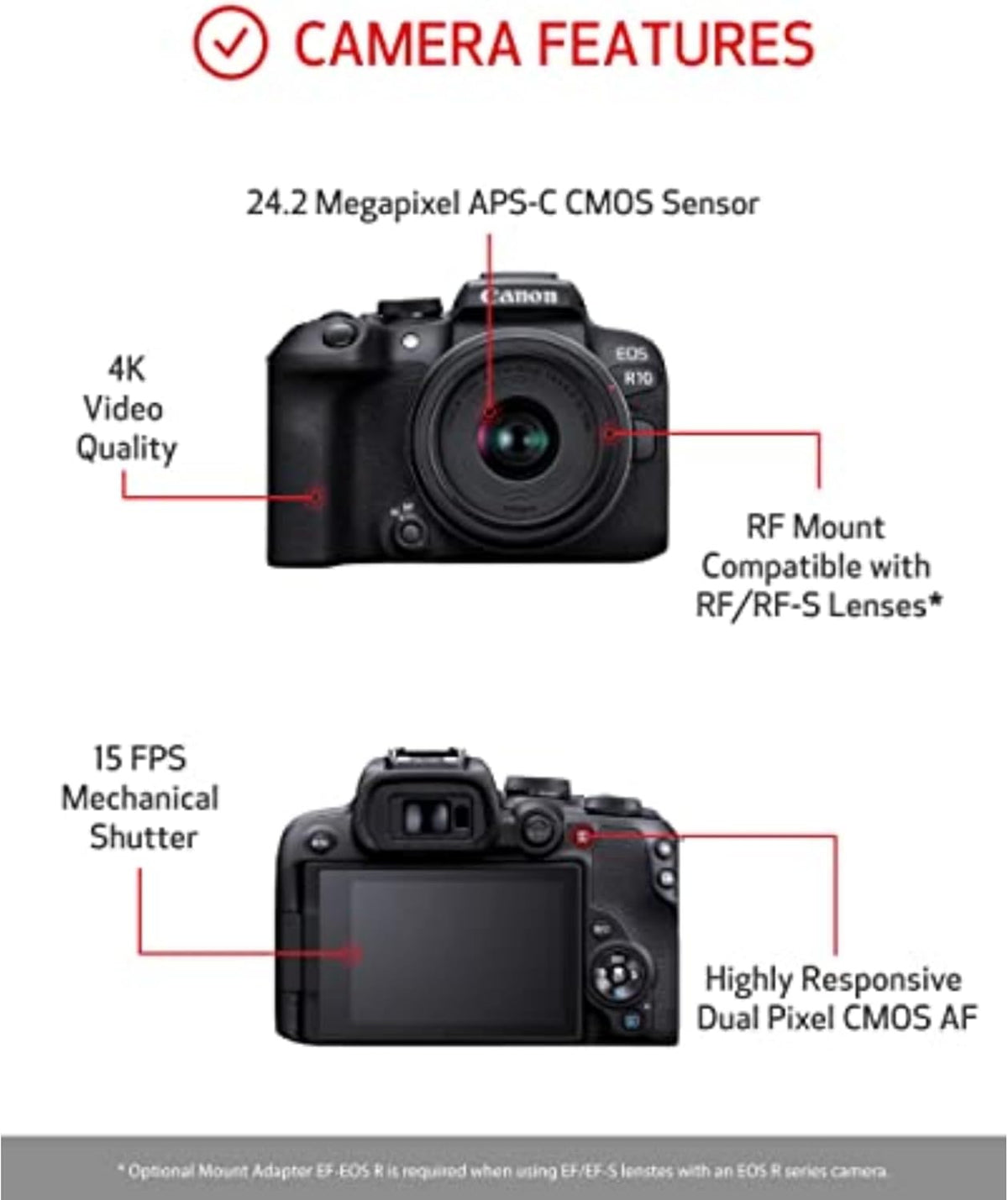 Appareil photo hybride Canon EOS R10 avec kit d'objectif RF-S 18-45 mm – Présentation