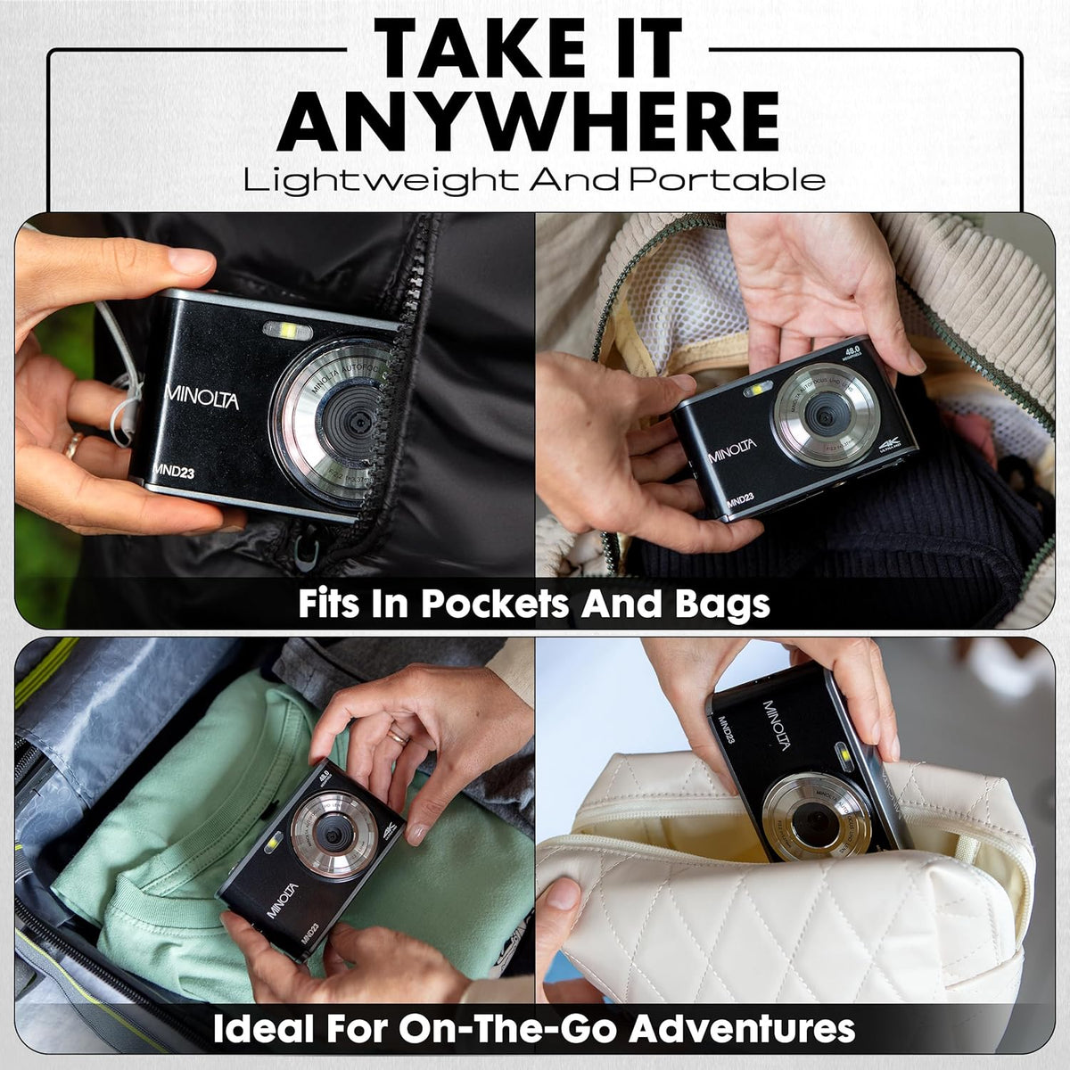 Appareil photo digital Minolta 48 MP avec objectif selfie arrière – Vidéo 4K Ultra HD, écran LCD 2,8 pouces, zoom numérique 16x, autofocus, ralenti, filtres time-lapse, modes scène, carte 32 Go incluse (bleu)