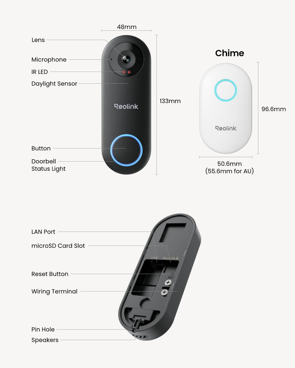 Sonnette vidéo REOLINK doté de caméra WiFi - Sécurité extérieure 2K