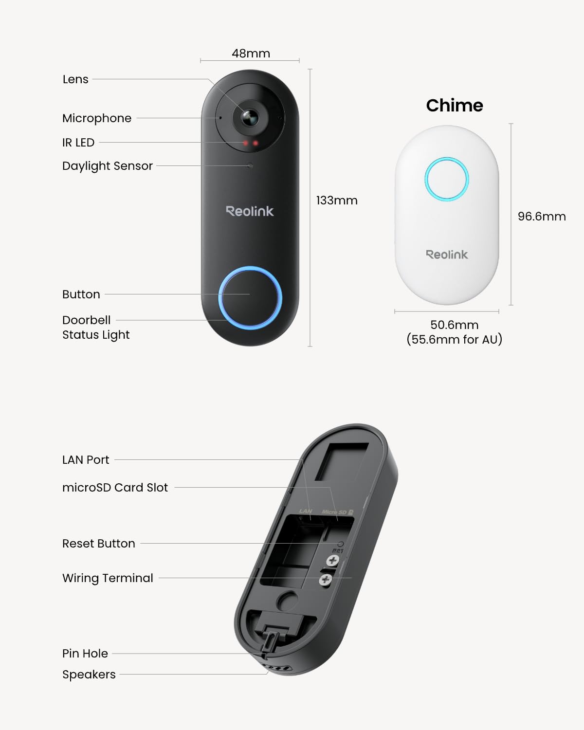 Sonnette vidéo REOLINK doté de caméra WiFi - Sécurité extérieure 2K