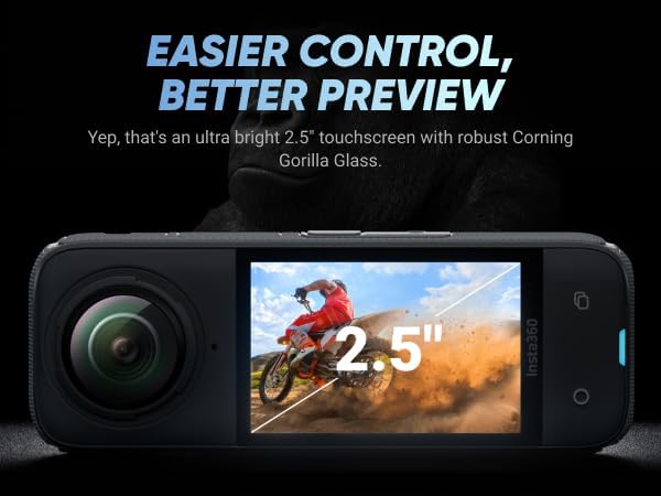 Kit Insta360 X4 Basic - Caméra d'action 360° étanche 8K doté de capteur 1/2" 48 MP, vidéo HDR 360° 8K, photo 360° 72 MP, objectif unique 4K | Le pack comprend une perche à selfie et un cache-objectif (256 Go)