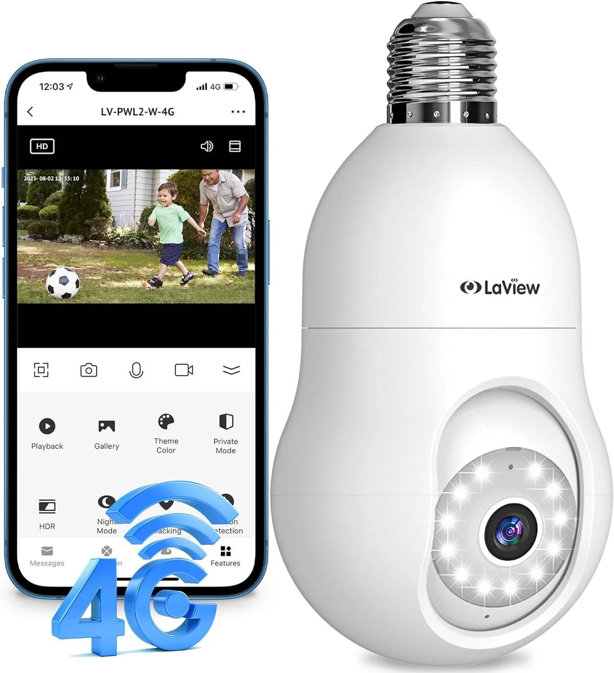 Caméra ampoule 4MP – Blanc – Lot de 10 (4G LTE/Blanc) – Présentation