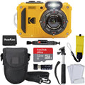 Kodak PIXPRO WPZ2 Appareil photo digital robuste, résistant à l’eau et antichoc 16 MP, grossissement optique 4x, vidéo Full HD 1080p, écran LCD 2,7 pouces (jaune), carte SD 32 Go, étui compact - Noir, dragonne flottante (lot de 7)